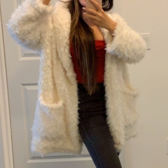 aerie Jackets & Blazers - White  teddy coat used